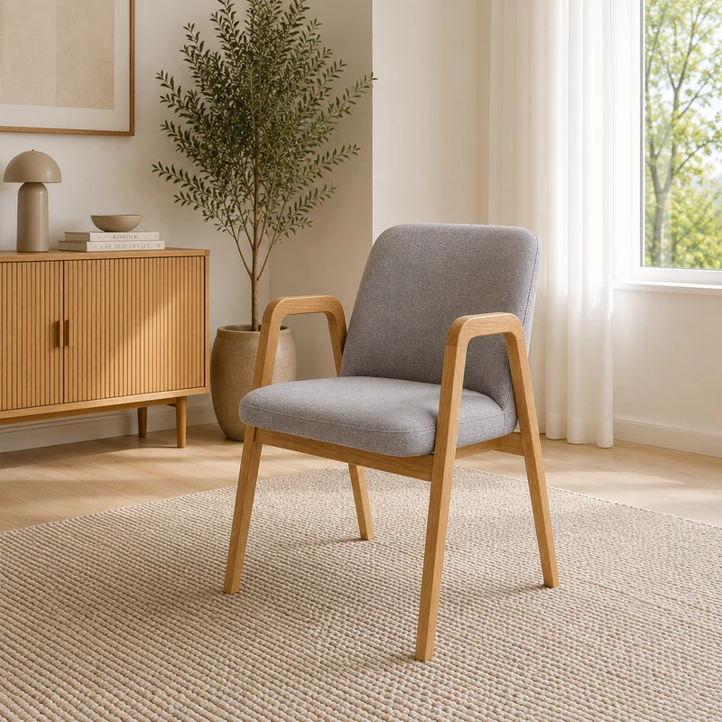 2er- oder 4er-Set Chill-Esszimmerstühle, Gestell aus massiver Eiche, gepolstert | VESKOR