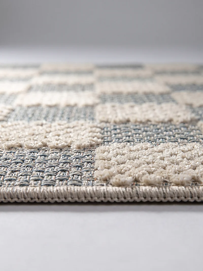 Flachgewebe-Teppich Schachbrett · 80 % Baumwolle · waschbar bei 30 °C