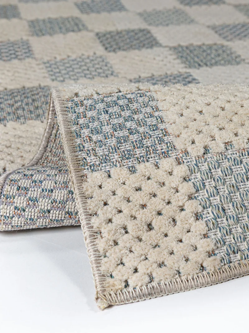 Flachgewebe-Teppich Schachbrett · 80 % Baumwolle · waschbar bei 30 °C