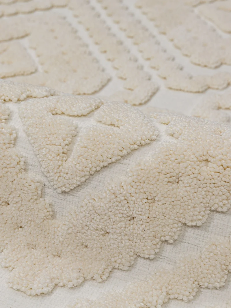 Hochflor-Teppich Rauten-Relief · 20 mm Flor, Fransen, 100 % Polyester