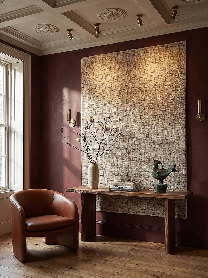 Kurzflor-Teppich Mosaik · Naturton mit Glanzgarn, 7 mm Flor, mit Fransen