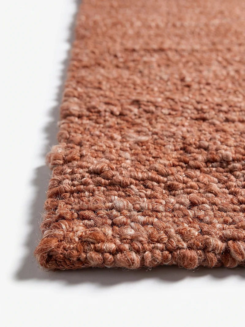 Kurzflor-Teppich Bouclé-Melange · 100 % Polyester · handgewebt, 10 mm Flor