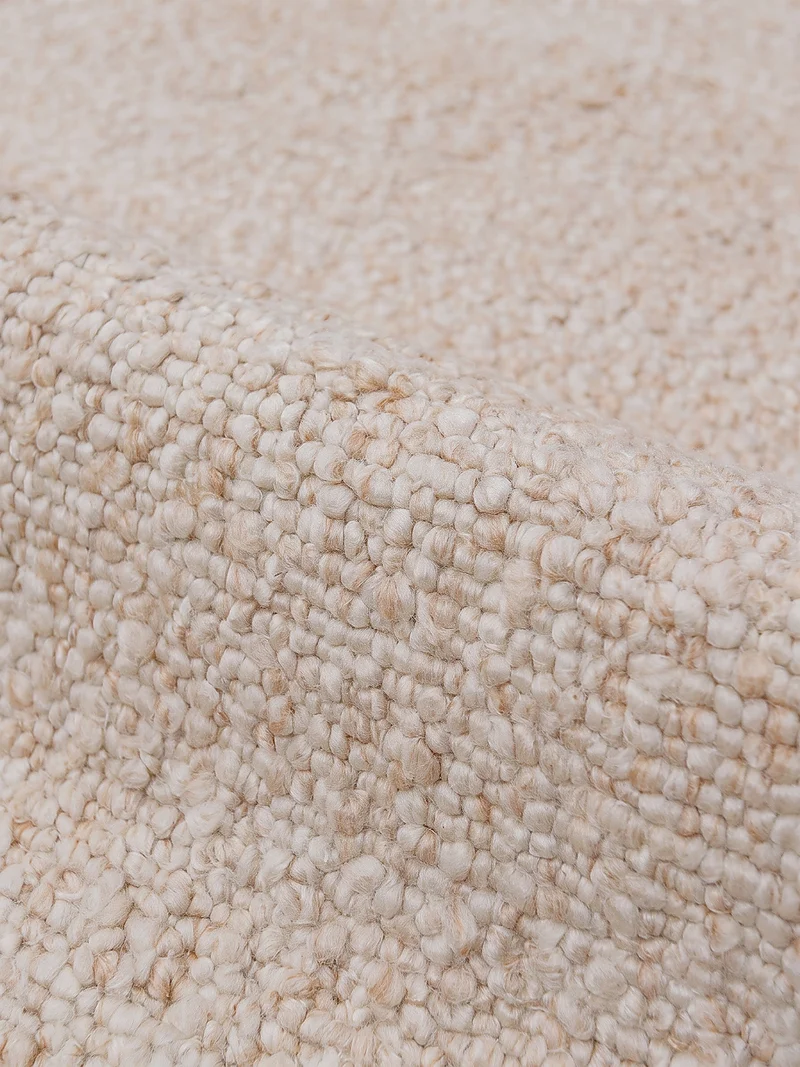 Kurzflor-Teppich Bouclé-Melange · 100 % Polyester · handgewebt, 10 mm Flor