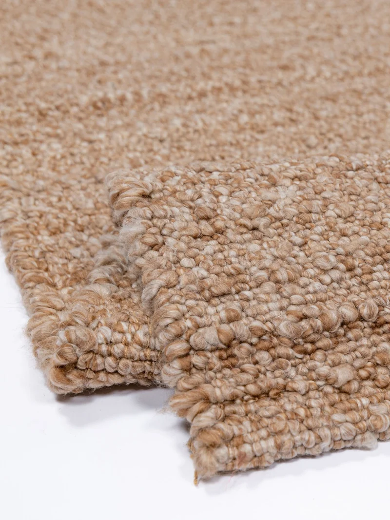 Kurzflor-Teppich Bouclé-Melange · 100 % Polyester · handgewebt, 10 mm Flor