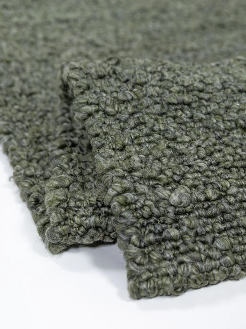 Kurzflor-Teppich Bouclé-Melange · 100 % Polyester · handgewebt, 10 mm Flor