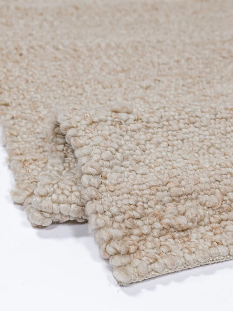 Kurzflor-Teppich Bouclé-Melange · 100 % Polyester · handgewebt, 10 mm Flor