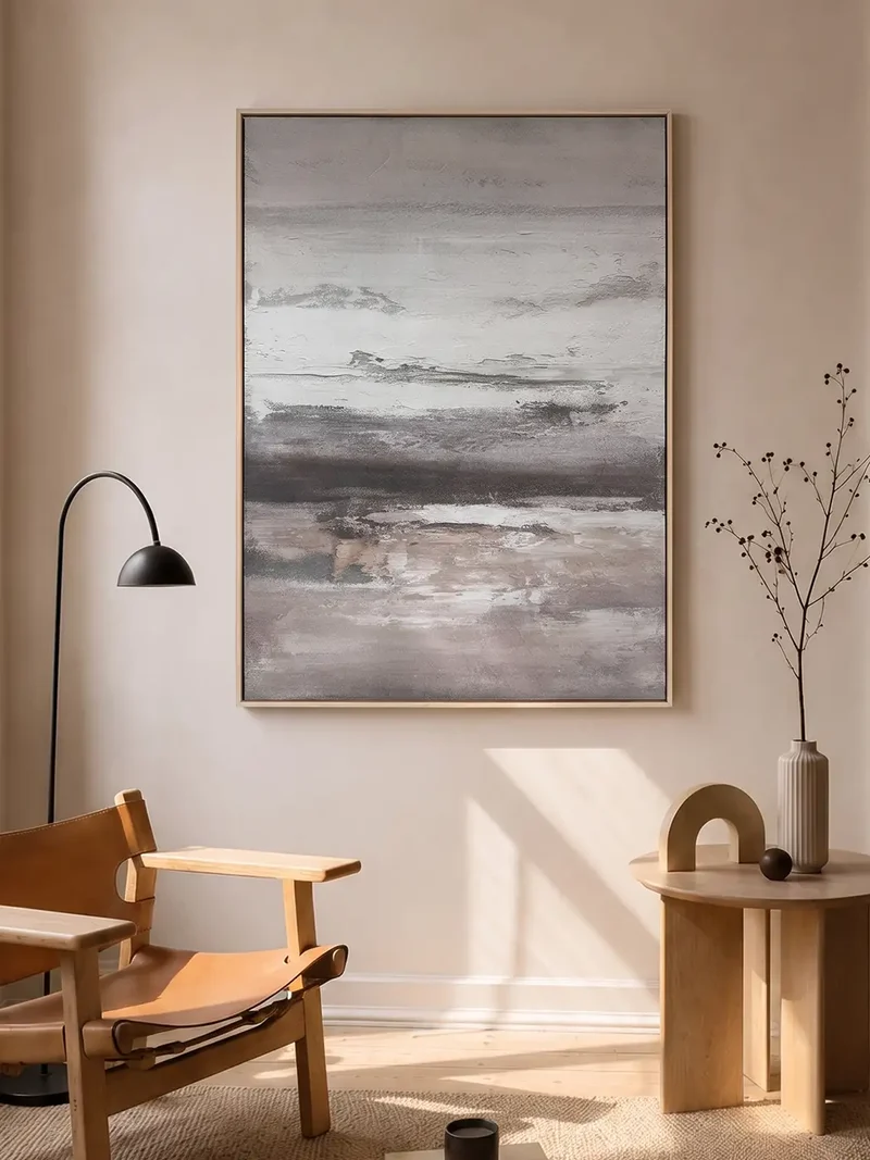 Subtle Tension – Abstraktes Leinwandbild, minimalistisch, gerahmt, 78 x 100 cm