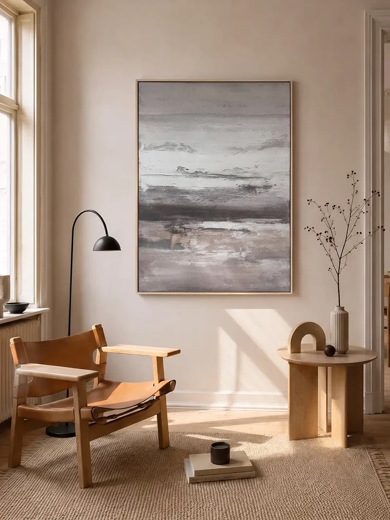 Subtle Tension – Abstraktes Leinwandbild, minimalistisch, gerahmt, 78 x 100 cm