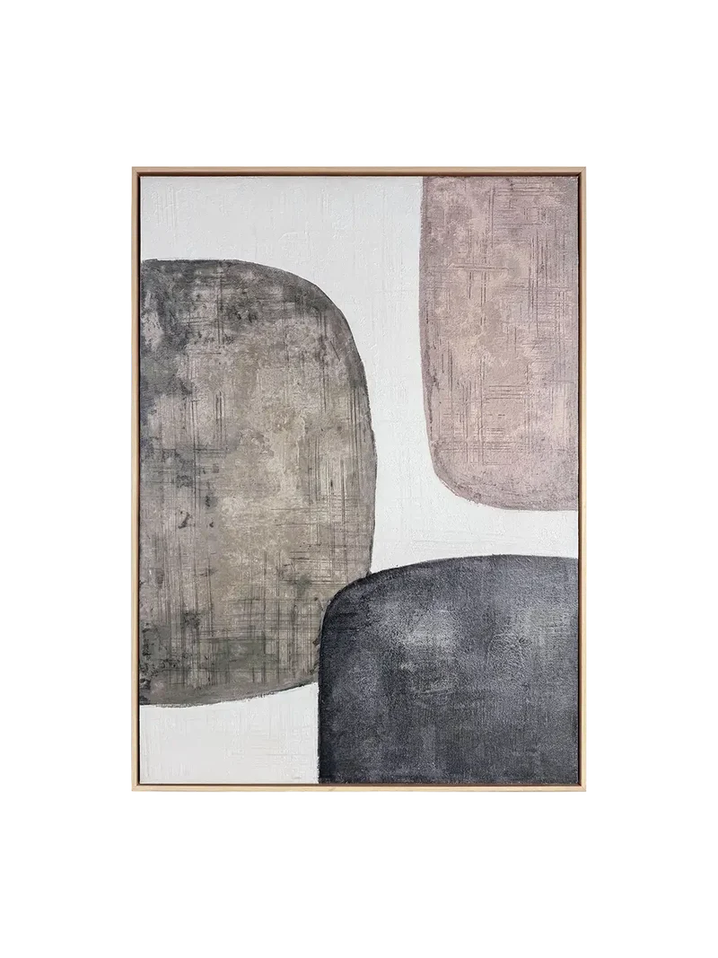 Raw Balance – Abstraktes Leinwandbild, puristisch, gerahmt, 78 x 100 cm