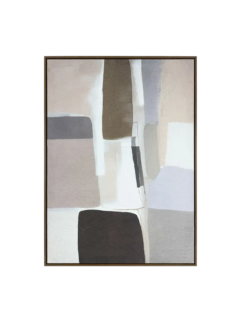 Clay Fields – Abstraktes Leinwandbild in warmen Erdtönen, gerahmt, 78 x 100 cm