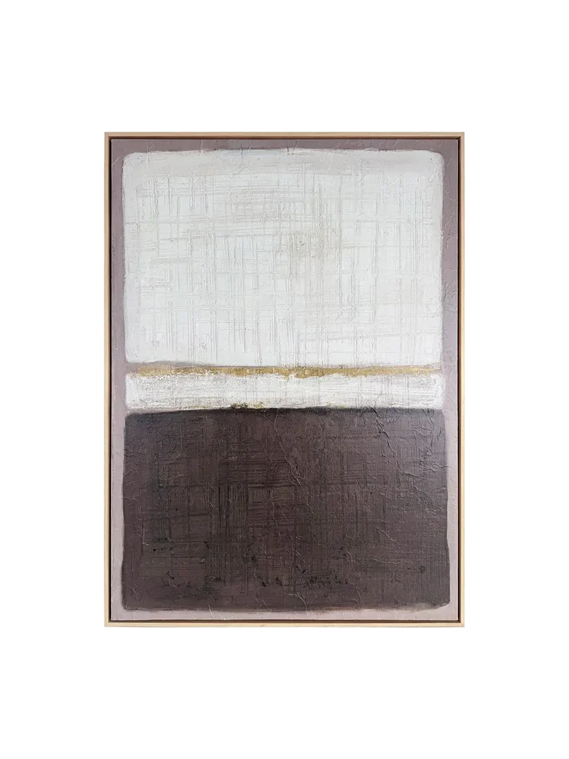 Fragmented Calm – Abstraktes Leinwandbild in sanften Tönen, gerahmt, 78 x 100 cm