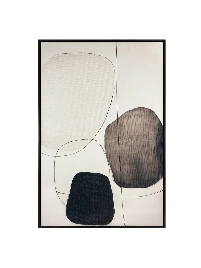 Natural Order – Mixed-Media-Wandbild in Naturtönen, gerahmt, 78 x 118 cm