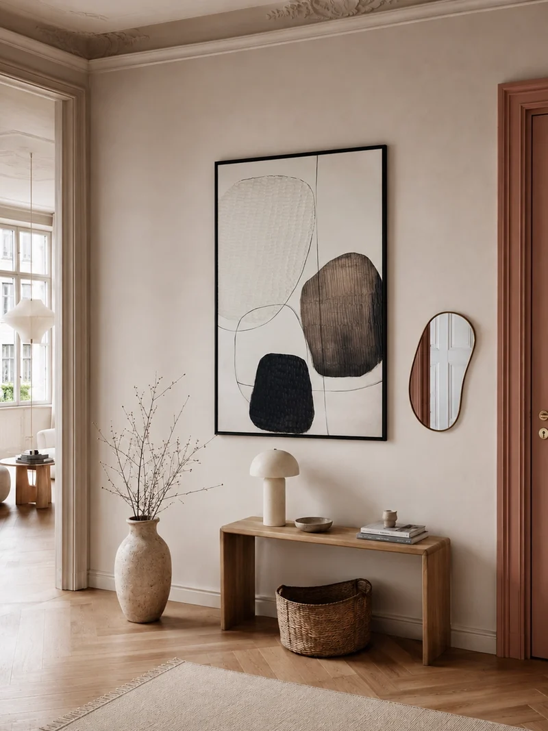 Natural Order – Mixed-Media-Wandbild in Naturtönen, gerahmt, 78 x 118 cm
