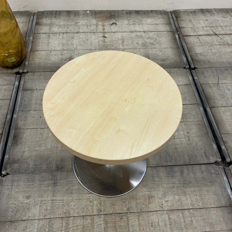 Beistelltisch Loungetisch Rund Holz Buche Edelstahl Tisch 50cm Gebraucht
