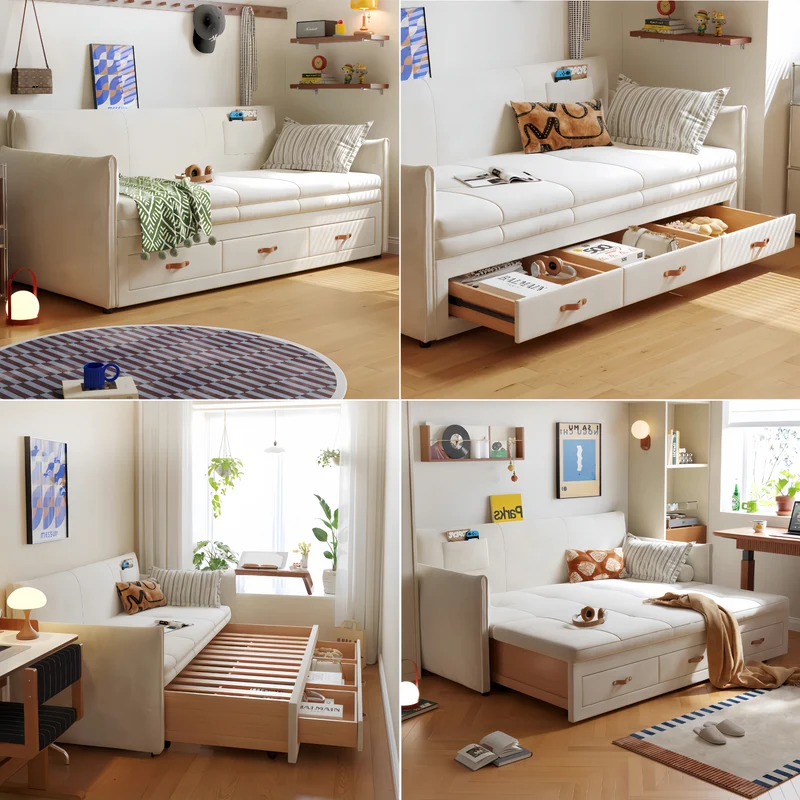 Modernes Polsterschlafsofa mit Stauschubladen darunter
