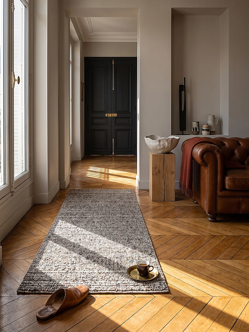 Bouclé-Teppich meliert in Naturtönen · 12 mm Schlingenflor, Jute-Rücken