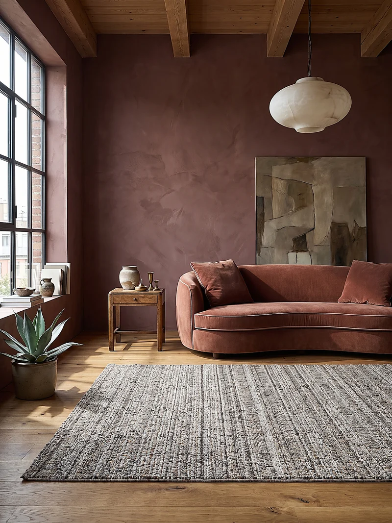 Bouclé-Teppich meliert in Naturtönen · 12 mm Schlingenflor, Jute-Rücken