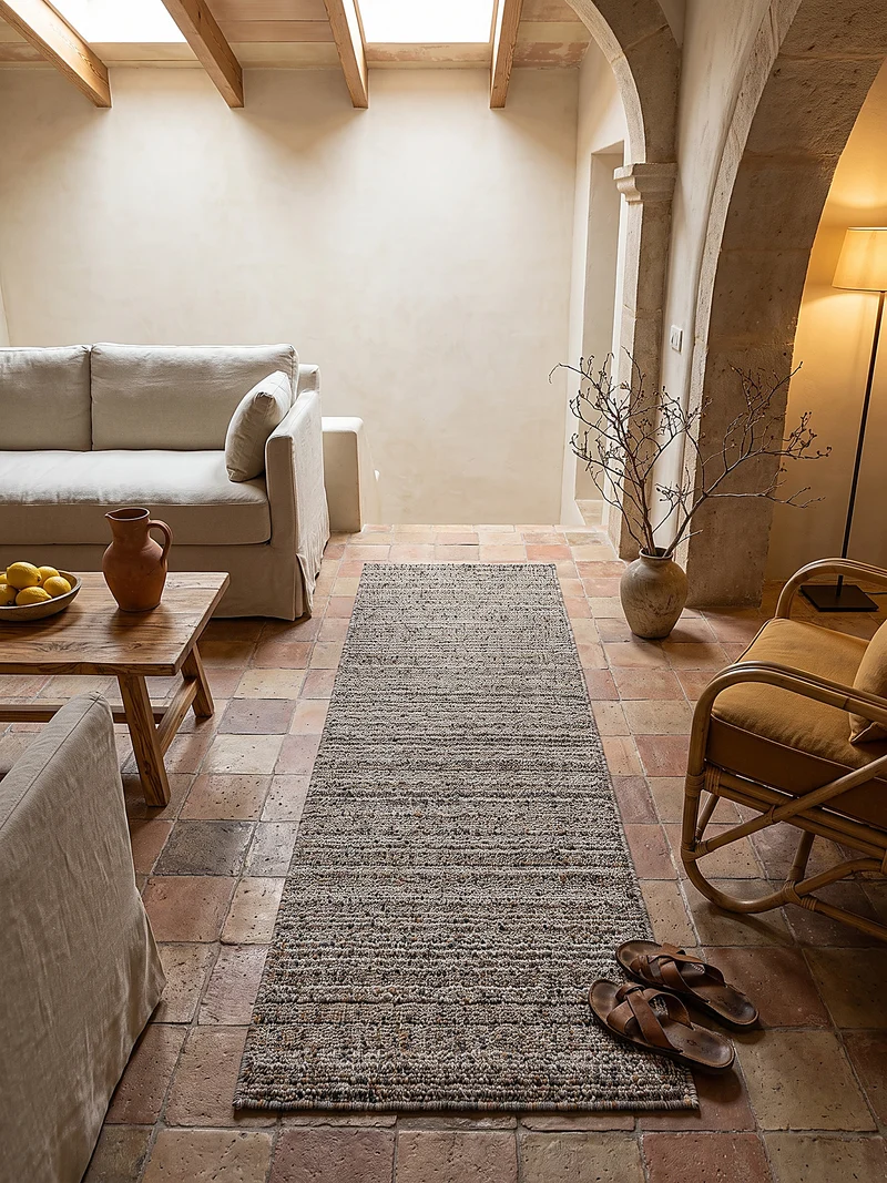 Bouclé-Teppich meliert in Naturtönen · 12 mm Schlingenflor, Jute-Rücken