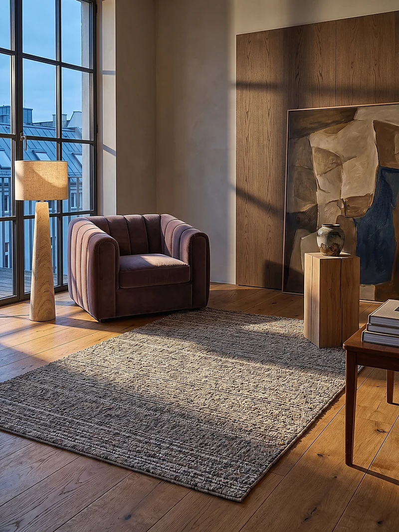 Bouclé-Teppich meliert in Naturtönen · 12 mm Schlingenflor, Jute-Rücken