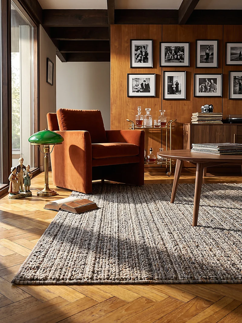 Bouclé-Teppich meliert in Naturtönen · 12 mm Schlingenflor, Jute-Rücken