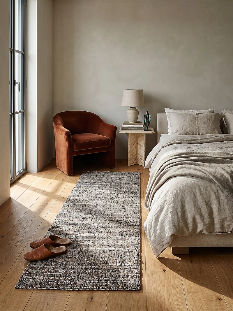 Bouclé-Teppich meliert in Naturtönen · 12 mm Schlingenflor, Jute-Rücken