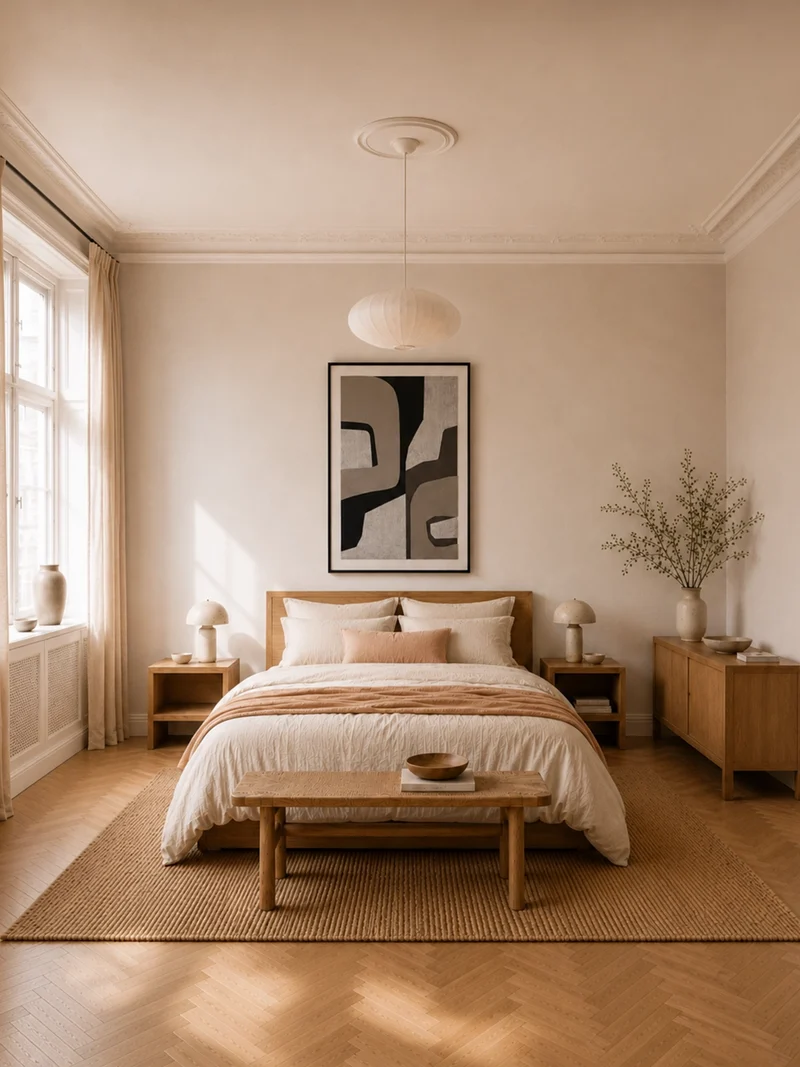 Neutral Motion – Mixed-Media-Wandbild in neutralen Tönen, gerahmt, 78 x 118 cm