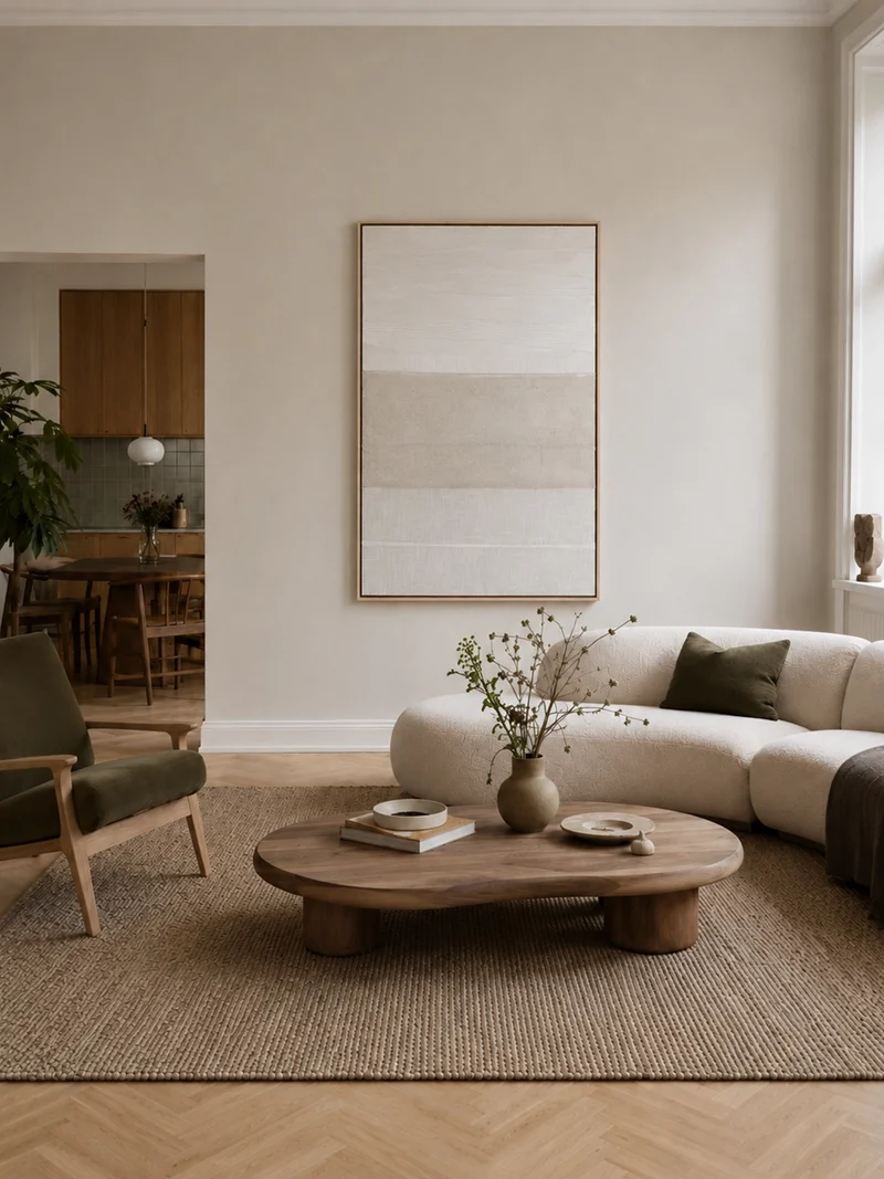 Linen Lines – Mixed-Media-Wandbild in Leinenoptik, gerahmt, 78 x 118 cm