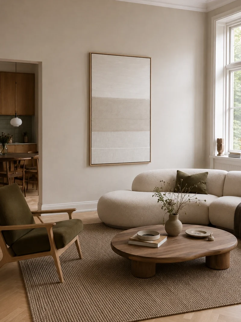 Linen Lines – Mixed-Media-Wandbild in Leinenoptik, gerahmt, 78 x 118 cm