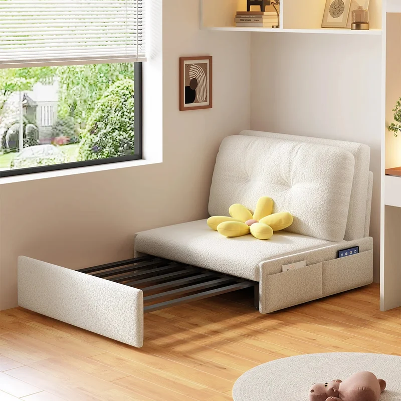 3-in-1-Schlafsofa aus Samtstoff mit Stauraum darunter