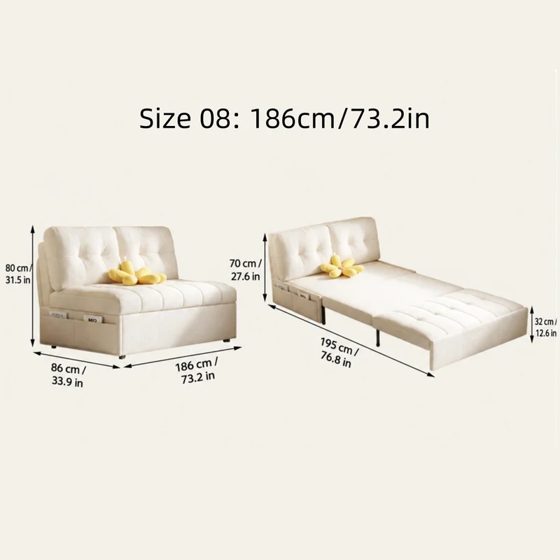 3-in-1-Schlafsofa aus Samtstoff mit Stauraum darunter