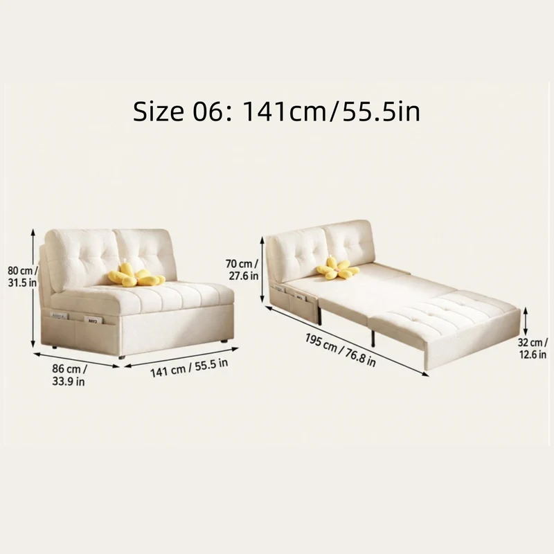 3-in-1-Schlafsofa aus Samtstoff mit Stauraum darunter