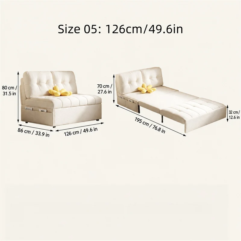 3-in-1-Schlafsofa aus Samtstoff mit Stauraum darunter