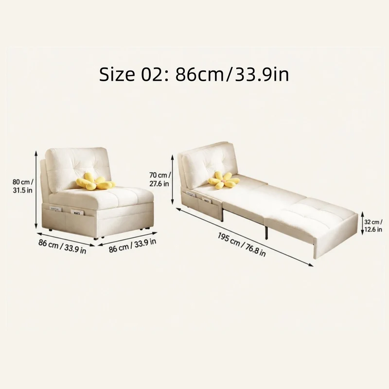 3-in-1-Schlafsofa aus Samtstoff mit Stauraum darunter