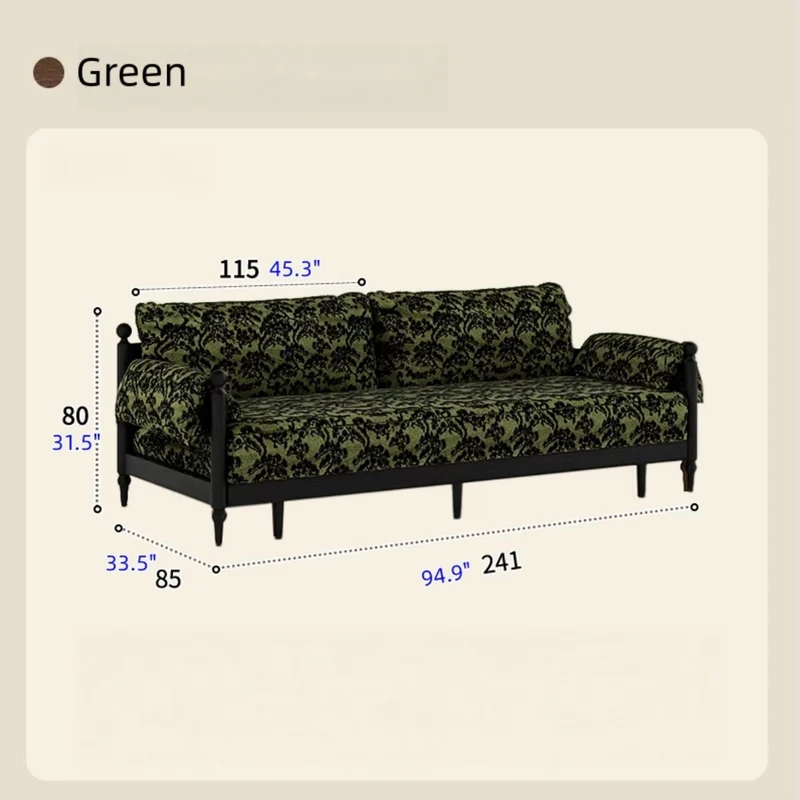 Schlafsofa aus massivem Eschenholzrahmen und bedrucktem Veloursstoff