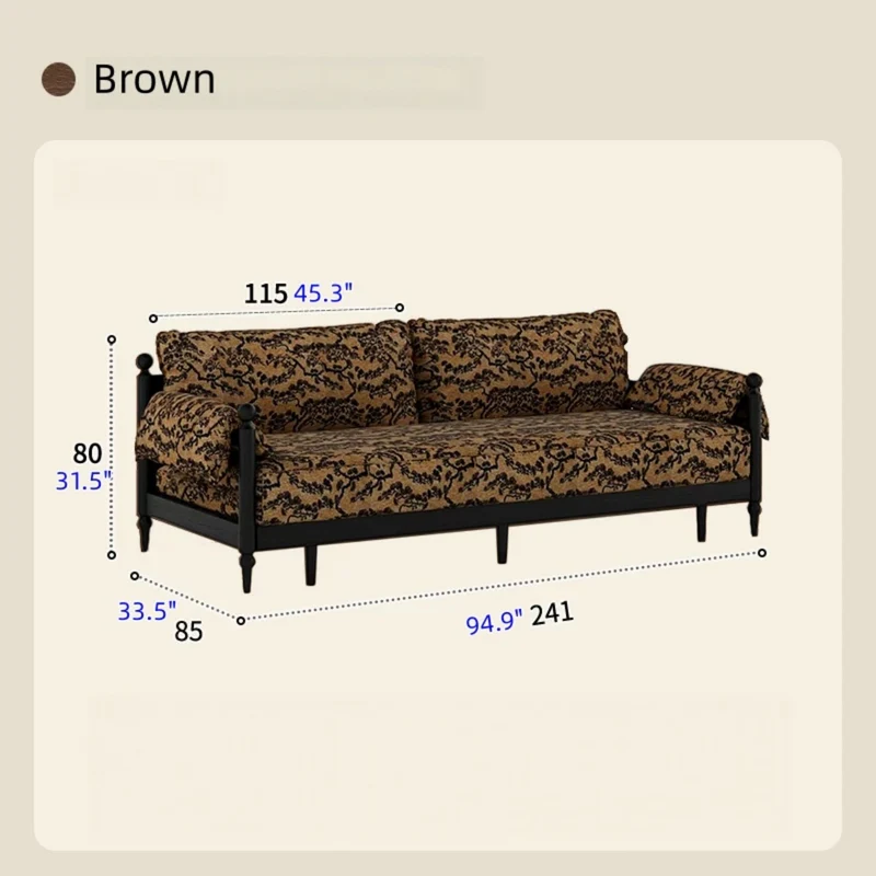 Schlafsofa aus massivem Eschenholzrahmen und bedrucktem Veloursstoff