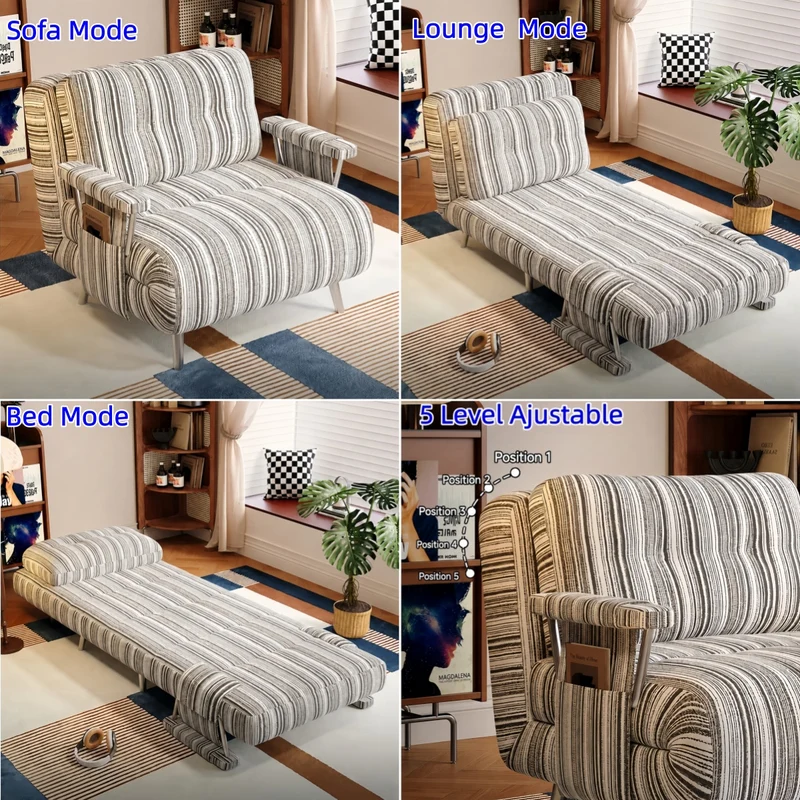 3-in-1 verstellbares Schlafsofa aus Chenille-Stoff