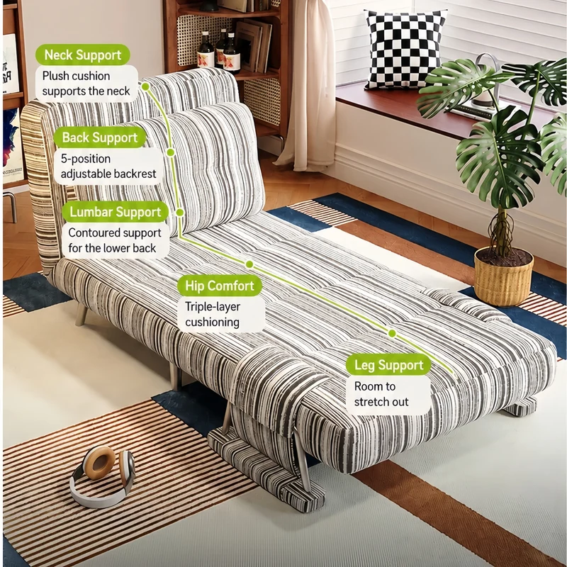 3-in-1 verstellbares Schlafsofa aus Chenille-Stoff