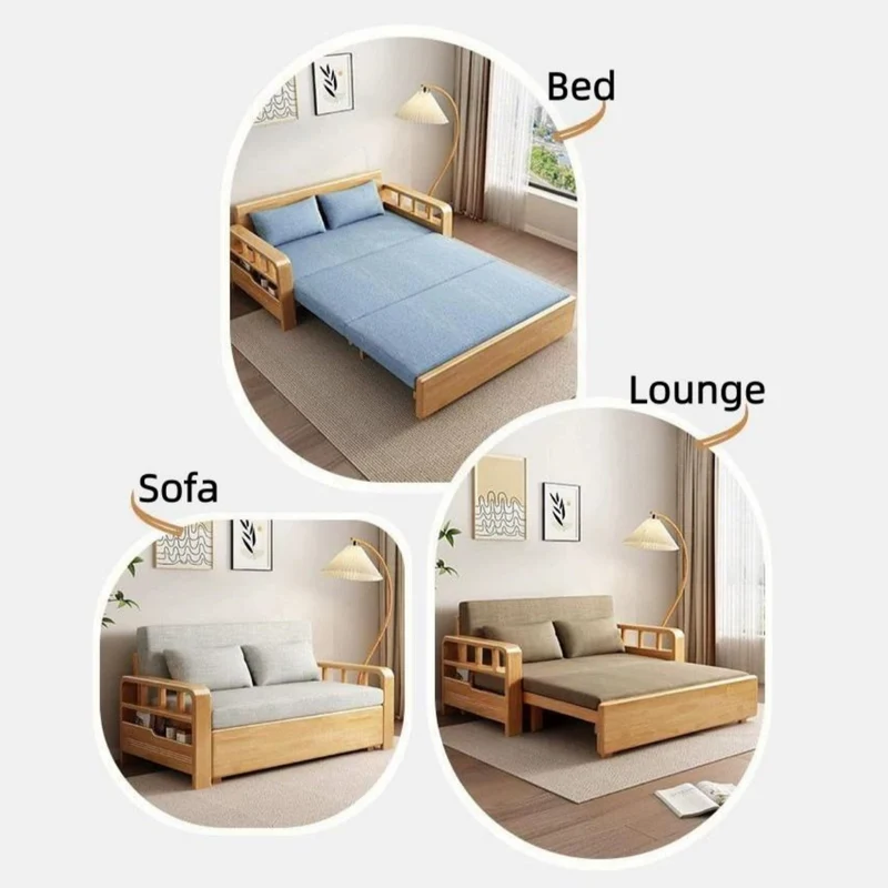 3-in-1-Schlafsofa mit Massivholzrahmen aus Eiche