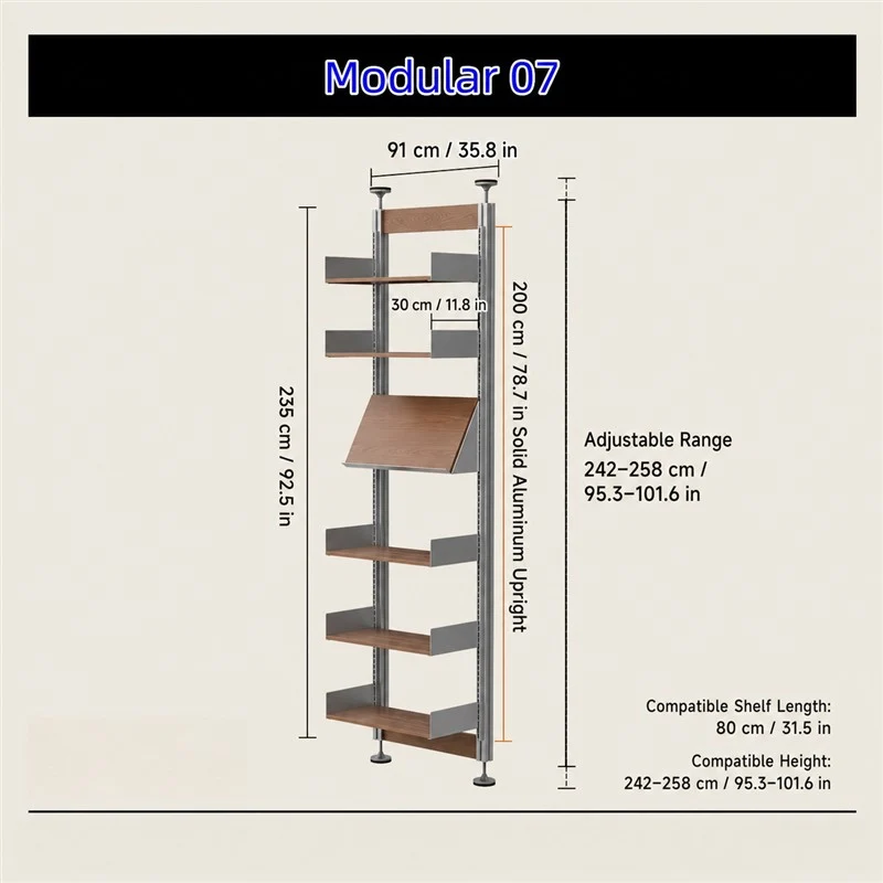 Bohrfreies modulares Regalsystem vom Boden bis zur Decke 80