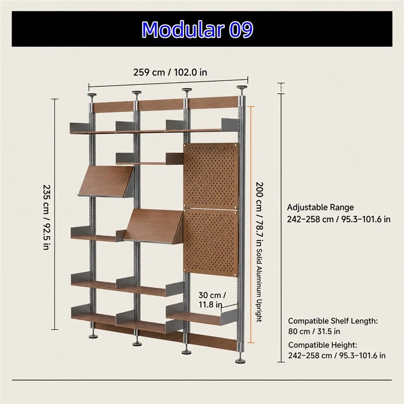 Bohrfreies modulares Regalsystem vom Boden bis zur Decke 80