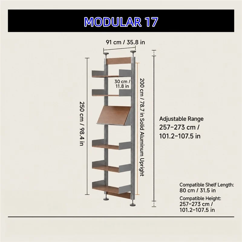Bohrfreies modulares Regalsystem vom Boden bis zur Decke 80