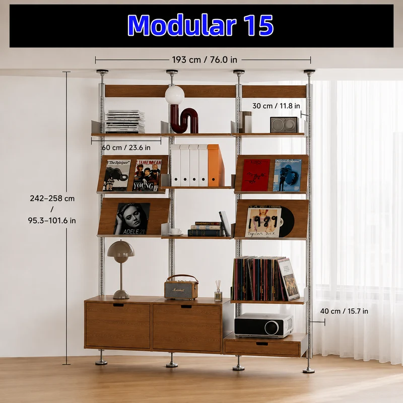 Bohrfreies modulares Regalsystem vom Boden bis zur Decke 60