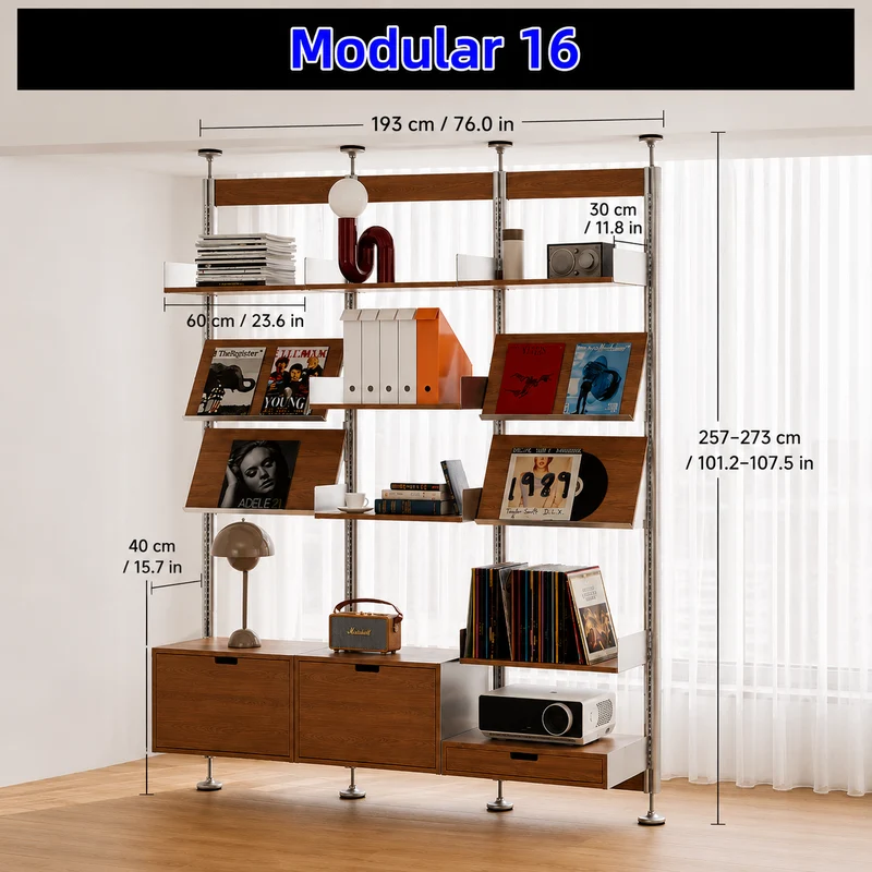 Bohrfreies modulares Regalsystem vom Boden bis zur Decke 60