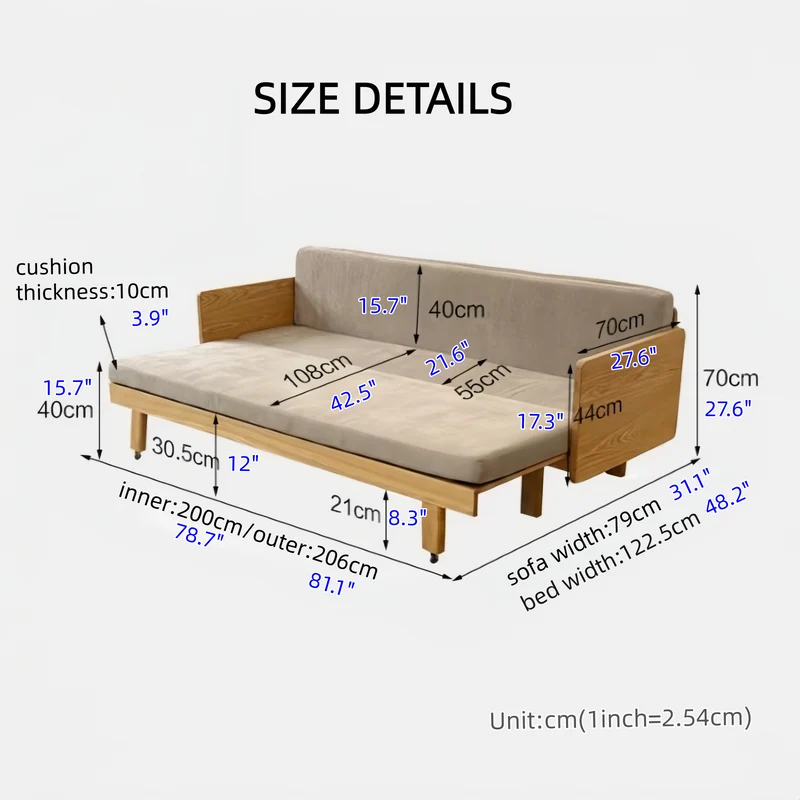 Japandi Massivholzrahmen Tatami-Schlafsofa