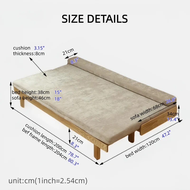 Japandi Massivholzrahmen Tatami-Schlafsofa