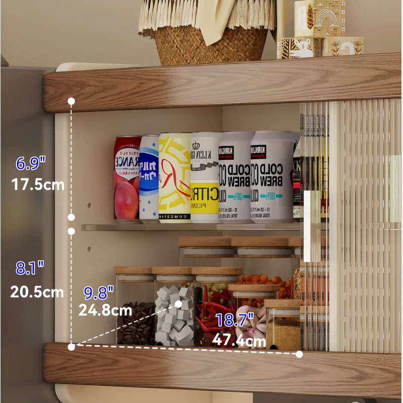 Sideboard-Schrank aus Massivholz mit ausziehbarem Esstisch
