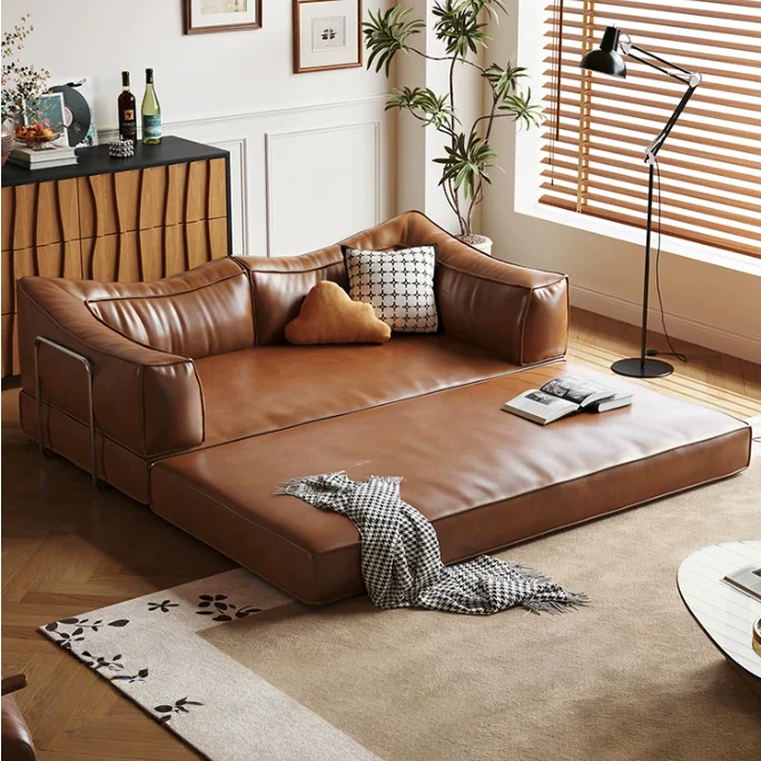 Modulares Schlafsofa aus geöltem und gewachstem Leder ohne Knochen