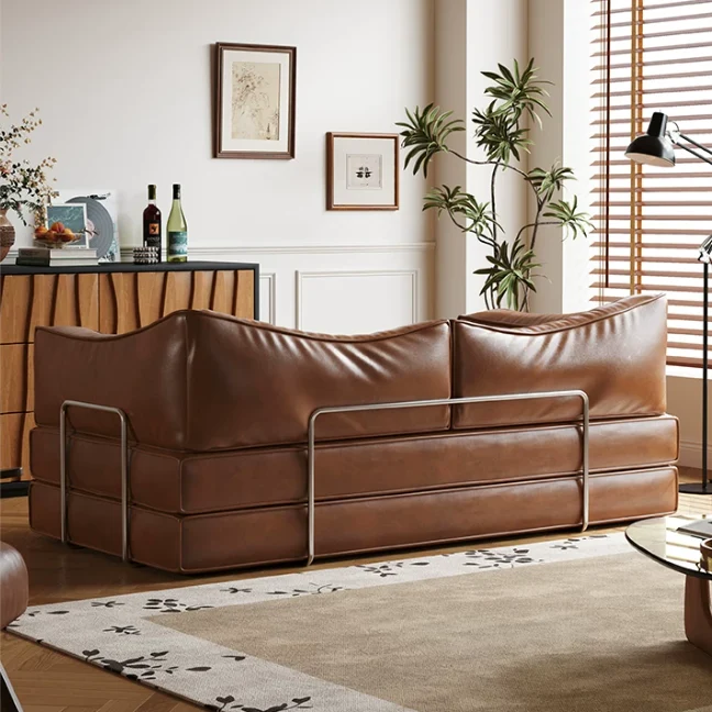 Modulares Schlafsofa aus geöltem und gewachstem Leder ohne Knochen