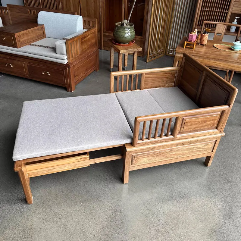 Zweisitzer-Sofa/Tagesbett aus massivem Ulmenholz mit Stauraum darunter