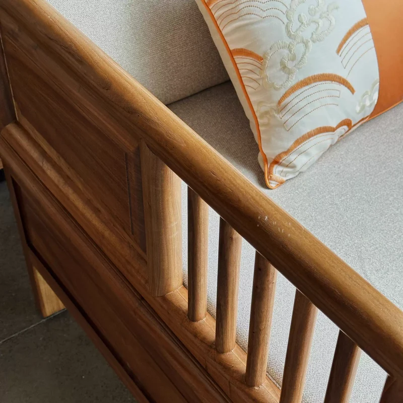 Zweisitzer-Sofa/Tagesbett aus massivem Ulmenholz mit Stauraum darunter